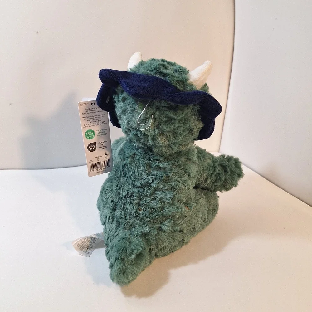 Carter's 2024 Just One‎ You Navy Blue Green Triceratops Dinosaur Plush  9